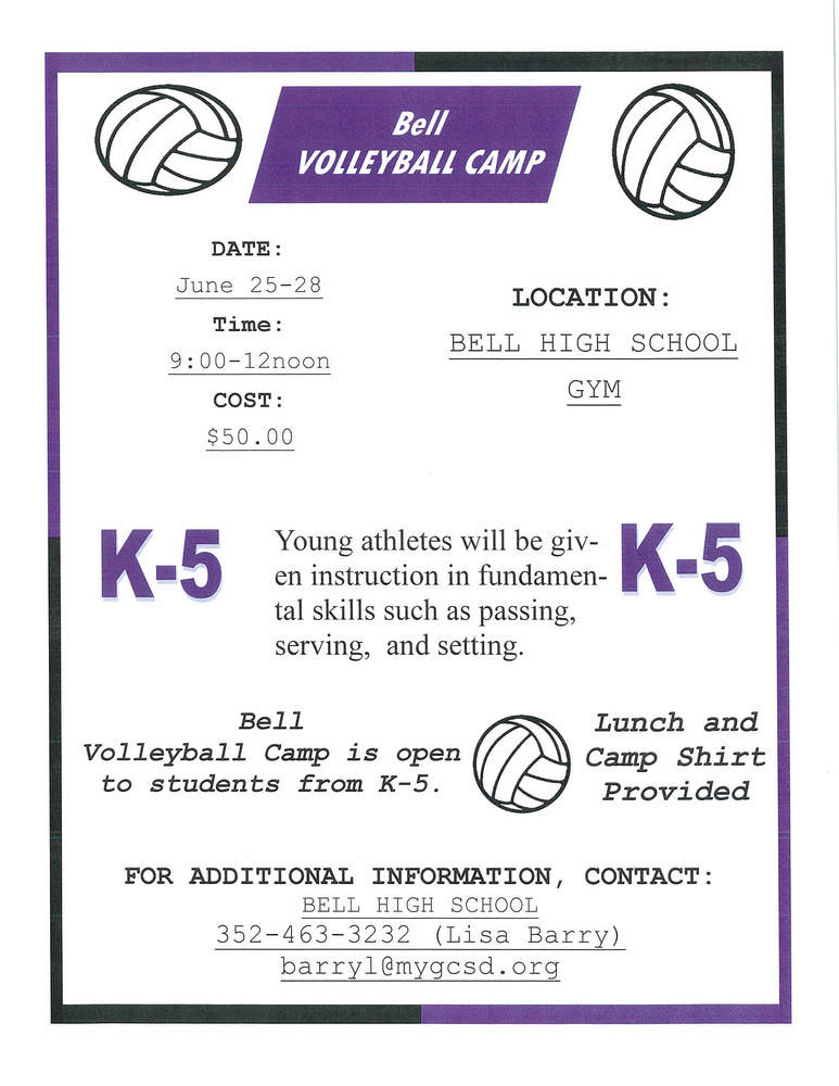 BHS VOLLEYBALL CAMP FOR K-5 STUDENTS!