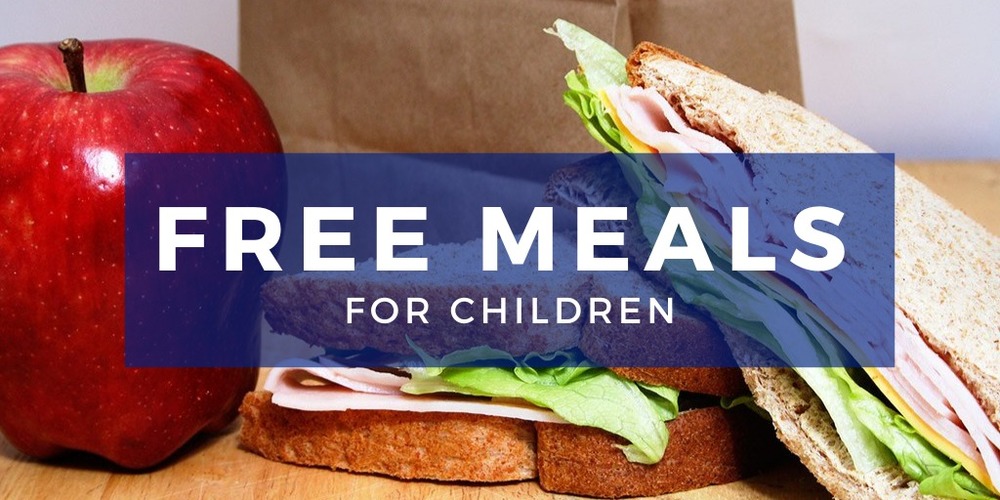 Photo of food with a heading that says free meals