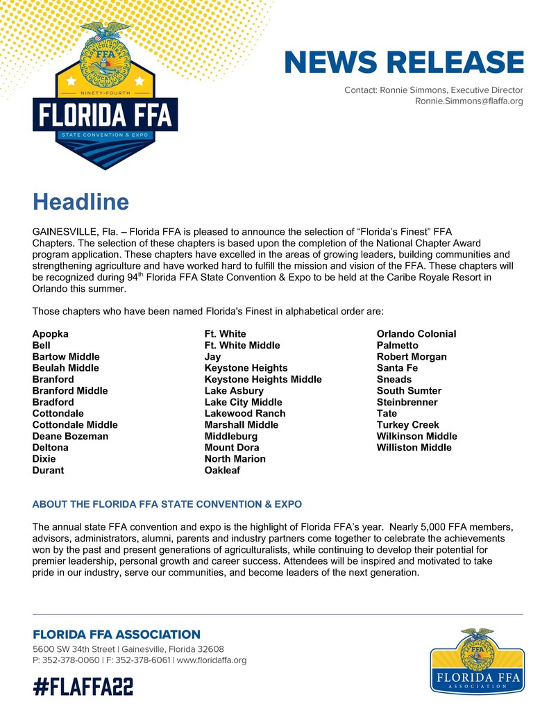 FFA Press Release