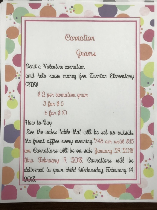 Carnation fund raiser $2 per carnation